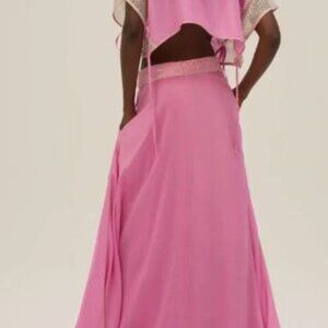 Sana Osmani Women's 5 Piece Pink SOPHIA Skirt Top Shorts Shirt & Bow Set Sz S/XS